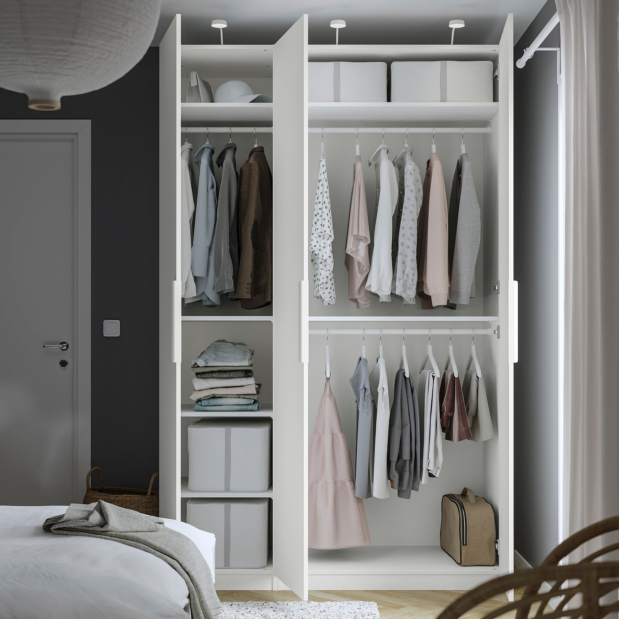 PAX / FORSAND wardrobe combination, white/white, 150x60x236 cm