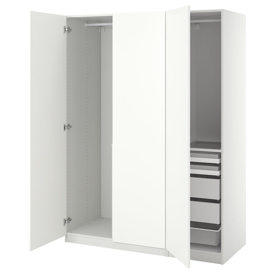 PAX / FORSAND wardrobe combination, white/white, 150x60x201 cm