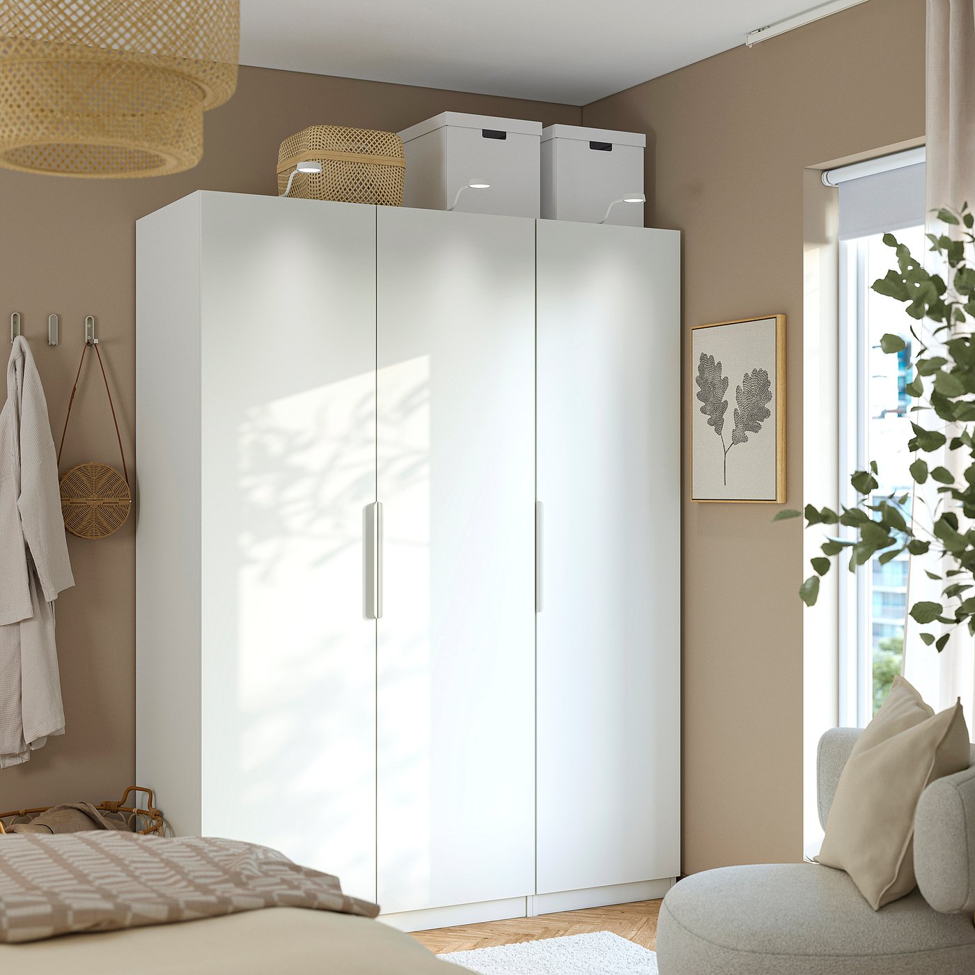 PAX / FORSAND wardrobe combination, white/white, 150x60x201 cm