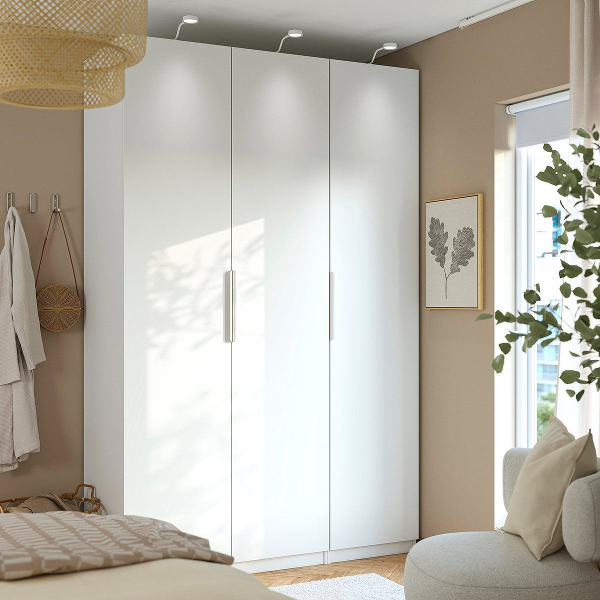 PAX / FORSAND wardrobe combination, white/white, 150x60x236 cm