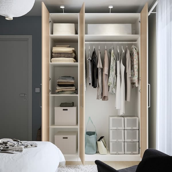 Ikea PAX / FORSAND - Wardrobe combination, white / oak effect with white stain,150x60x236 cm