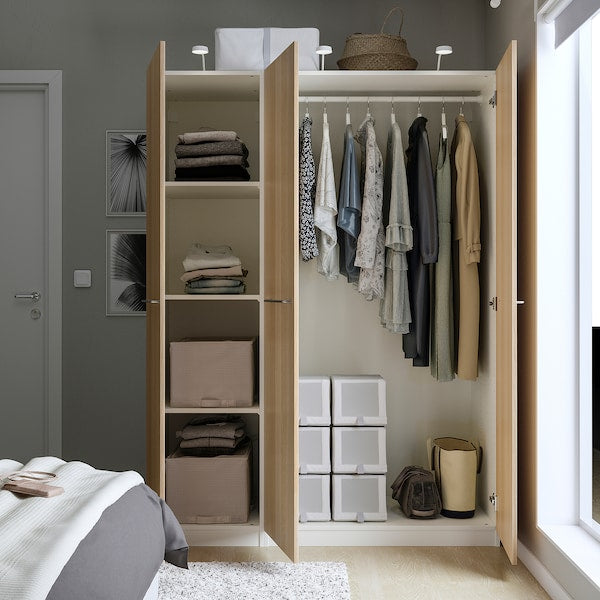 PAX / FORSAND - Wardrobe combination, white / oak effect with white stain,150x60x201 cm