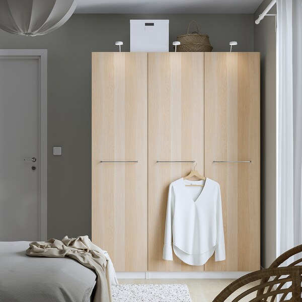 PAX / FORSAND - Wardrobe combination, white / oak effect with white stain,150x60x201 cm