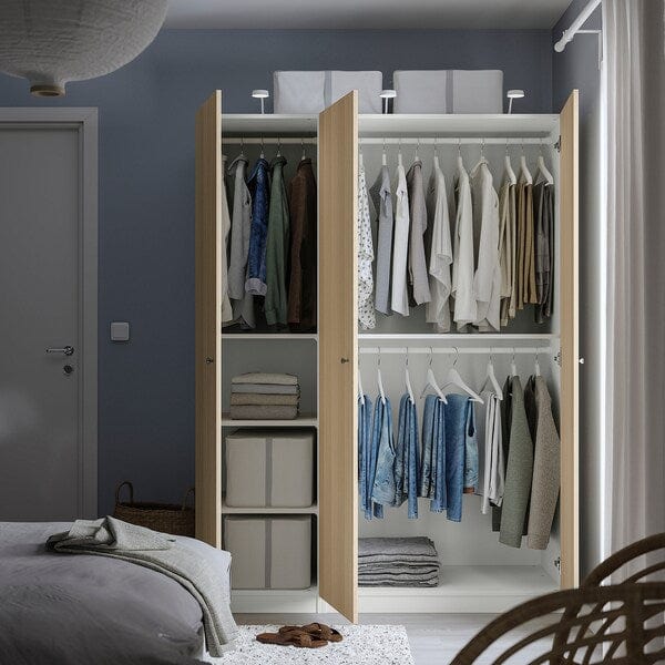 Ikea PAX / FORSAND - Wardrobe combination, white / oak effect with white stain,150x60x201 cm