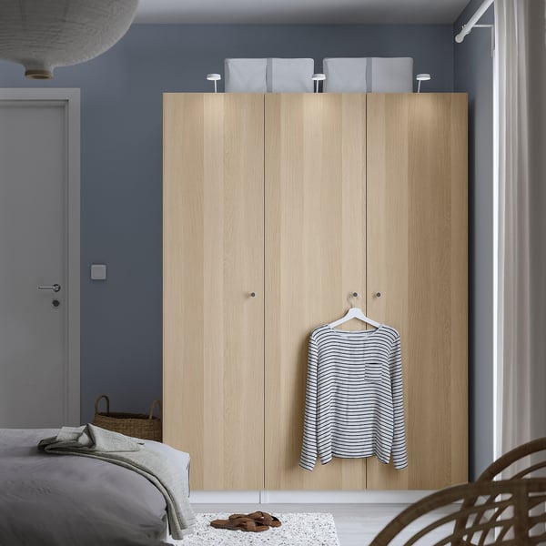 PAX / FORSAND wardrobe combination, white/white stained oak effect, 150x60x201 cm