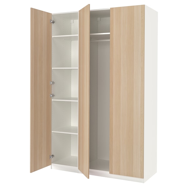 PAX / FORSAND - Wardrobe combination, white / oak effect with white stain,150x60x236 cm