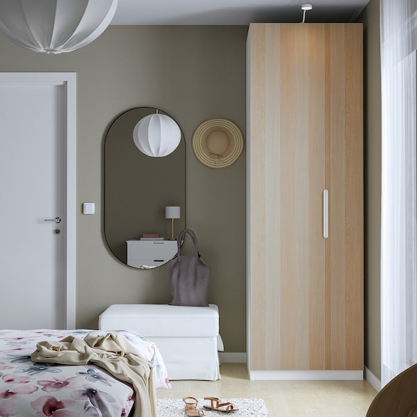 PAX / FORSAND - Wardrobe combination, white / oak effect with white stain,75x60x236 cm