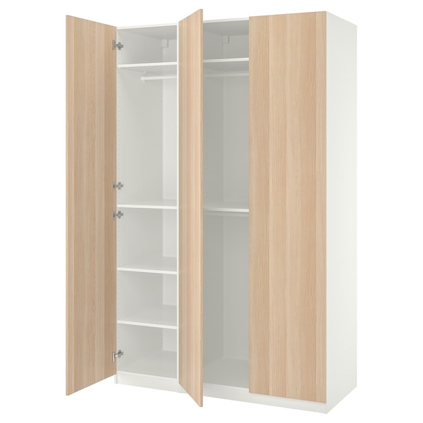 PAX / FORSAND - Wardrobe combination, white / oak effect with white stain,150x60x236 cm