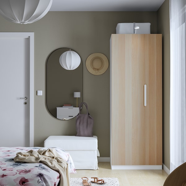 PAX / FORSAND - Cloakroom combination, white / oak effect with white stain,75x60x201 cm