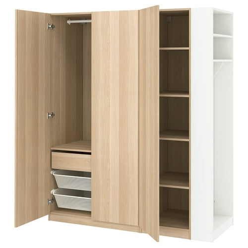 PAX / FORSAND wardrobe combination, white stained oak effect white stained oak effect/white, 170x60x201 cm