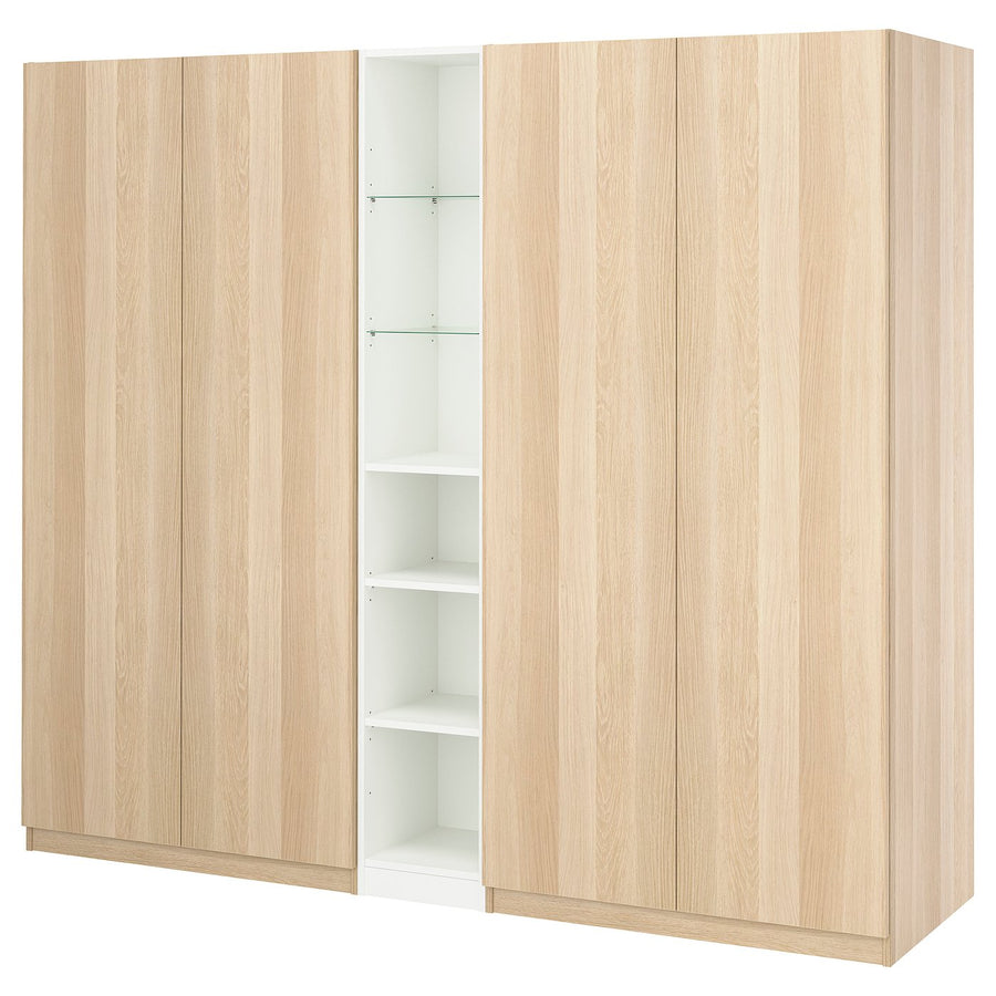 PAX / FORSAND wardrobe combination, white stained oak effect white stained oak effect/white, 235.0x201.2x60.0 cm