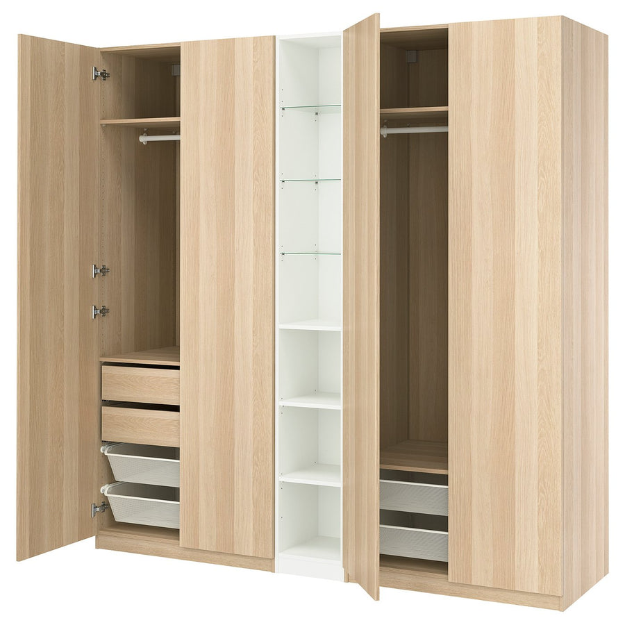 PAX / FORSAND wardrobe combination, white stained oak effect white stained oak effect/white, 235x60x236 cm