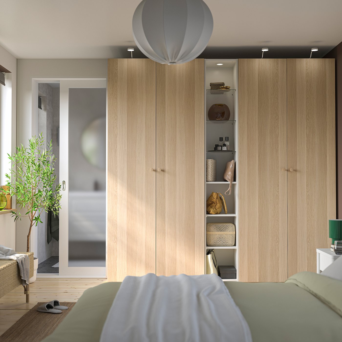 PAX / FORSAND wardrobe combination, white stained oak effect white stained oak effect/white, 235.0x236.4x60.0 cm