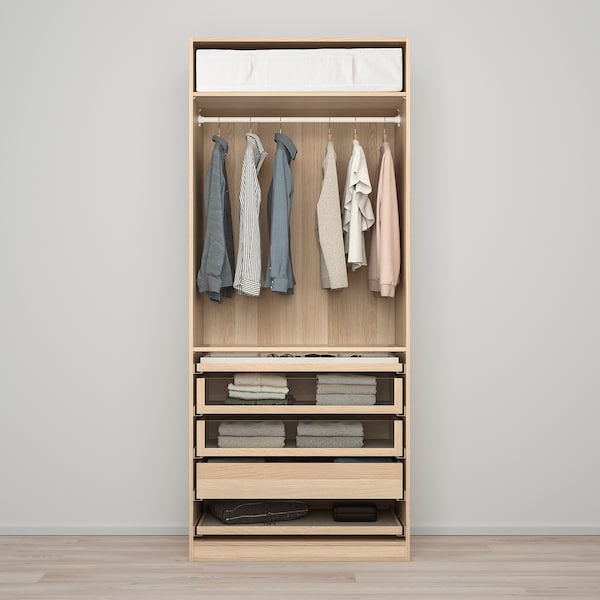 PAX / FORSAND - Combination of wardrobe, oak effect with white stain/ oak effect with white stain,100x60x236 cm