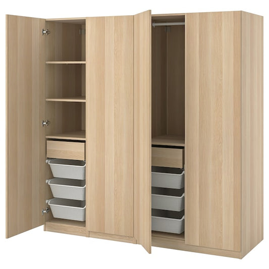 PAX / FORSAND - Combination of wardrobe, oak effect with white stain / oak effect with white stain,200x60x201 cm