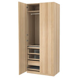 PAX / FORSAND wardrobe combination, white stained oak effect/white stained oak effect, 100x60x236 cm