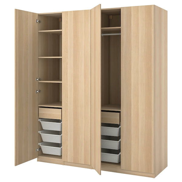 PAX / FORSAND - Combination of wardrobe, oak effect with white stain / oak effect with white stain,200x60x236 cm