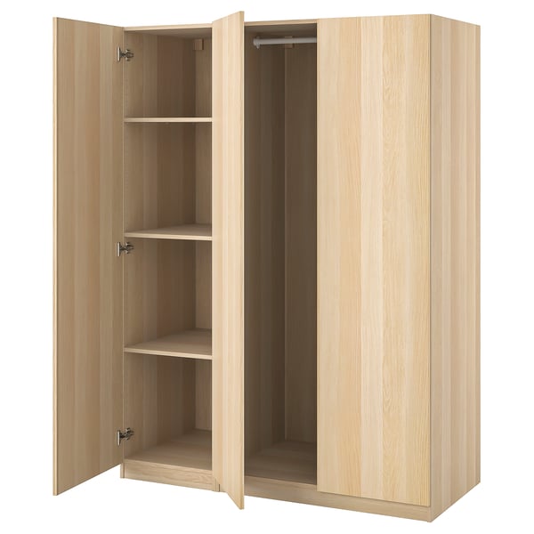 PAX / FORSAND wardrobe combination, white stained oak effect/white stained oak effect, 150x60x201 cm