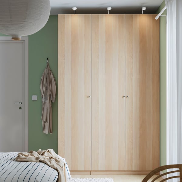 PAX / FORSAND wardrobe combination, white stained oak effect/white stained oak effect, 150x60x236 cm