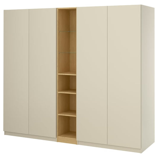 PAX / FORSAND wardrobe combination, gray-beige gray-beige/ oak effect, 235x60x201 cm Wardrobe combination, gray-beige gray-beige/ oak effect,235x60x201 cm