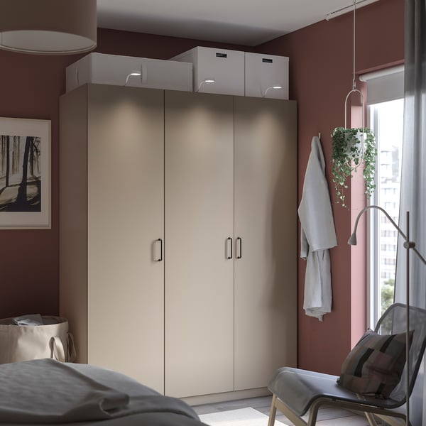 PAX / FORSAND wardrobe combination, grey-beige/grey-beige, 150x60x201 cm