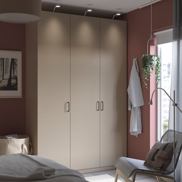 PAX / FORSAND - PAX / FORSAND Wardrobe combination, grey-beige/grey-beige, 150x60x236 cm
