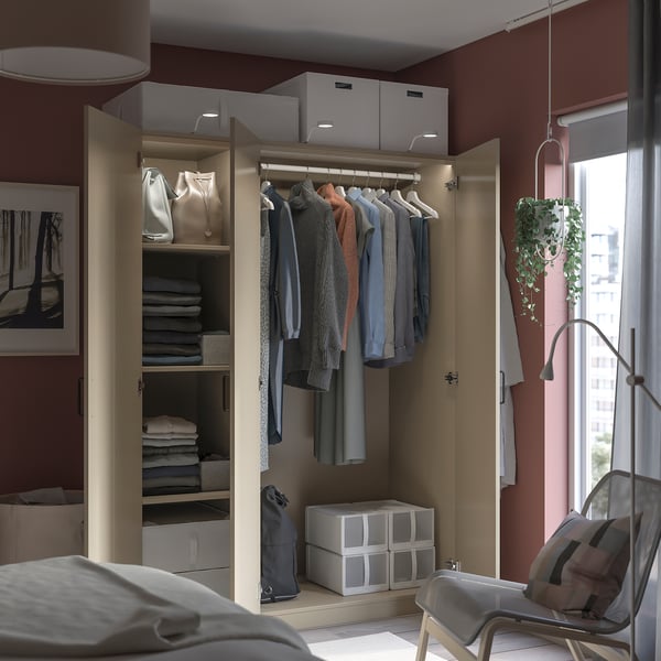 PAX / FORSAND - PAX / FORSAND Wardrobe combination, grey-beige/grey-beige, 150x60x201 cm