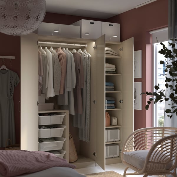 PAX / FORSAND wardrobe combination, grey-beige/grey-beige, 150x60x201 cm