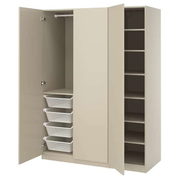 PAX / FORSAND wardrobe combination, grey-beige/grey-beige, 150x60x201 cm