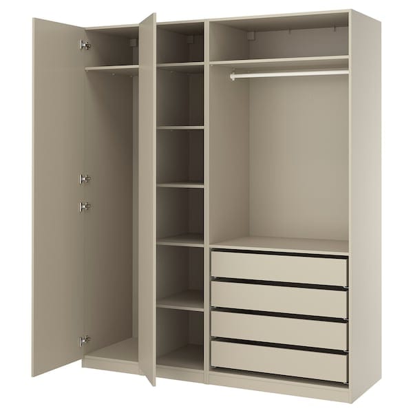 Ikea PAX / FORSAND - Wardrobe combination, grey-beige/grey-beige, 200x60x236 cm