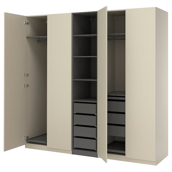 Ikea PAX / FORSAND - Wardrobe combination, grey-beige/dark grey-beige,250x60x236 cm