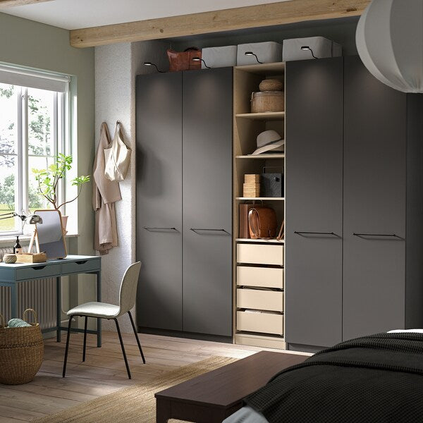 PAX / FORSAND - Wardrobe combination, dark grey-beige/dark grey,250x60x236 cm