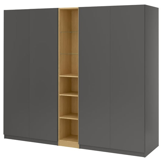PAX / FORSAND wardrobe combination, dark gray dark gray/ oak effect, 235x60x201 cm Wardrobe combination, dark gray dark gray/ oak effect,235x60x201 cm