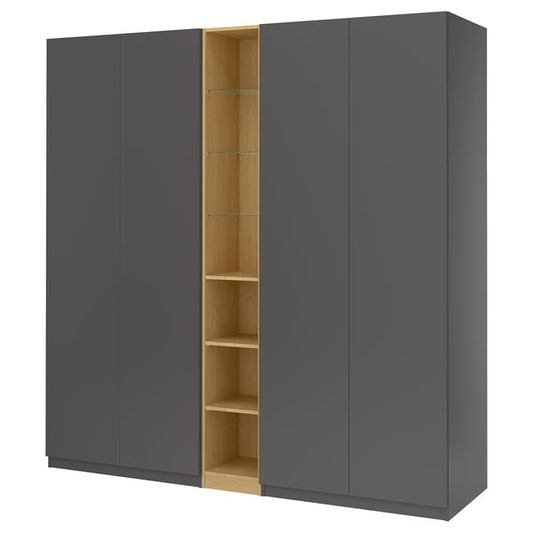 PAX / FORSAND wardrobe combination, dark gray dark gray/ oak effect, 235x60x236 cm Wardrobe combination, dark gray dark gray/ oak effect,235x60x236 cm