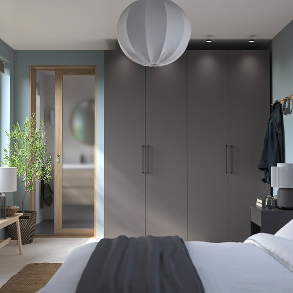 PAX / FORSAND - Wardrobe combination, dark grey/dark grey,200x60x236 cm