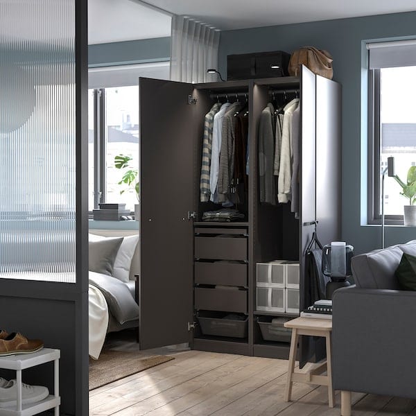 Ikea PAX / FORSAND - Wardrobe combination, dark grey/dark grey,100x60x201 cm