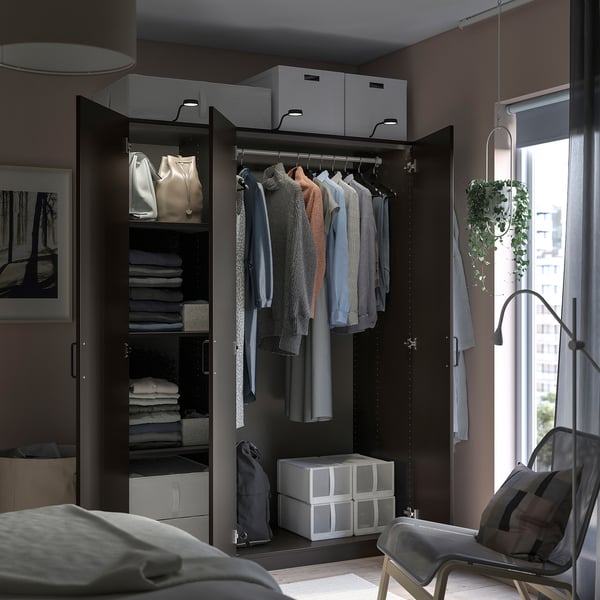 PAX / FORSAND wardrobe combination, dark grey/dark grey, 150x60x201 cm