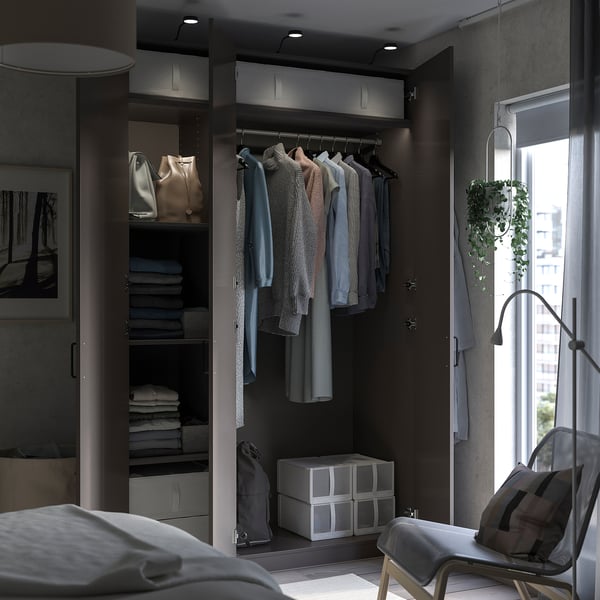 PAX / FORSAND wardrobe combination, dark grey/dark grey, 150x60x236 cm