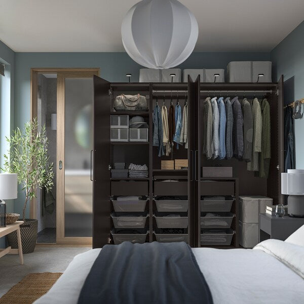 PAX / FORSAND - Wardrobe combination, dark grey/dark grey,200x60x201 cm