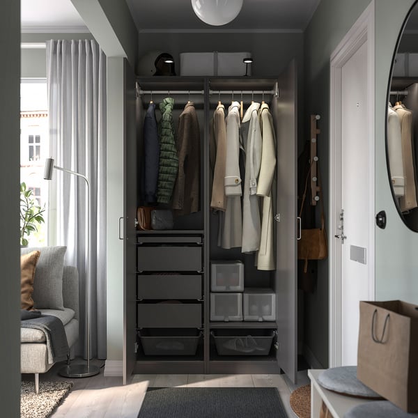 PAX / FORSAND wardrobe combination, dark grey/dark grey, 100x60x201 cm