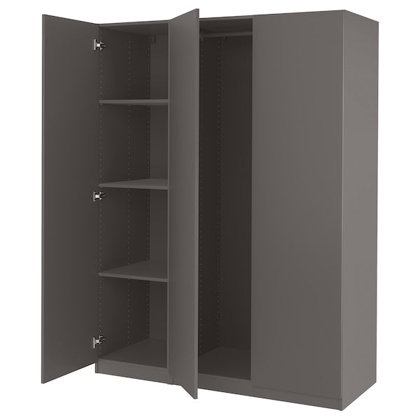 PAX / FORSAND - Wardrobe combination, dark grey/dark grey,150x60x201 cm