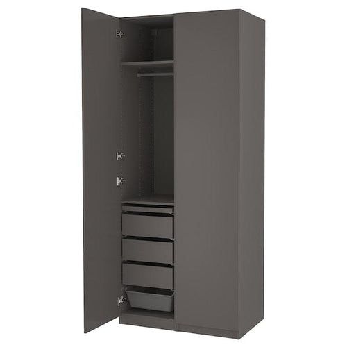 PAX / FORSAND - Wardrobe combination, dark grey/dark grey,100x60x236 cm