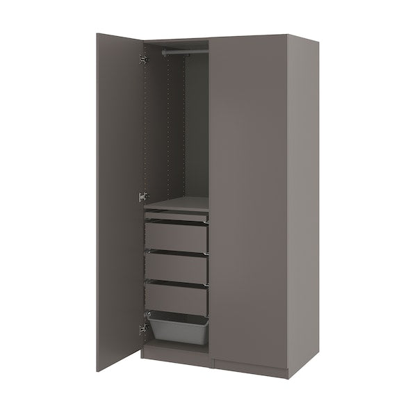 PAX / FORSAND - Wardrobe combination, dark grey/dark grey,100x60x201 cm