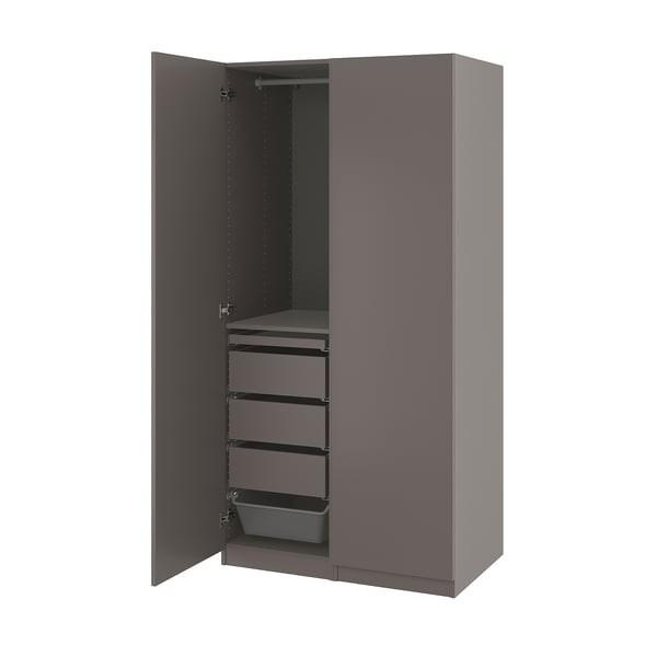 PAX / FORSAND wardrobe combination, dark grey/dark grey, 100x60x201 cm