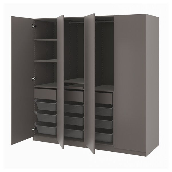 PAX / FORSAND - Wardrobe combination, dark grey/dark grey,200x60x201 cm