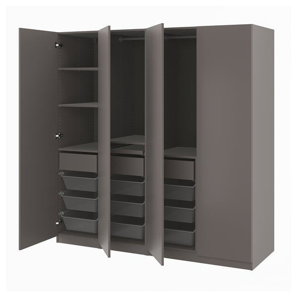 PAX / FORSAND wardrobe combination, dark grey/dark grey, 200x60x201 cm