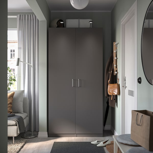 PAX / FORSAND - Wardrobe combination, dark grey/dark grey,100x60x201 cm