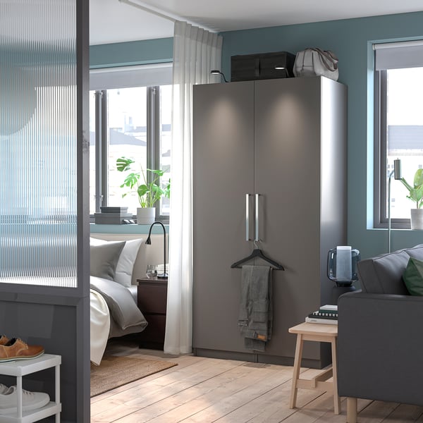 PAX / FORSAND - Wardrobe combination, dark grey/dark grey,100x60x201 cm
