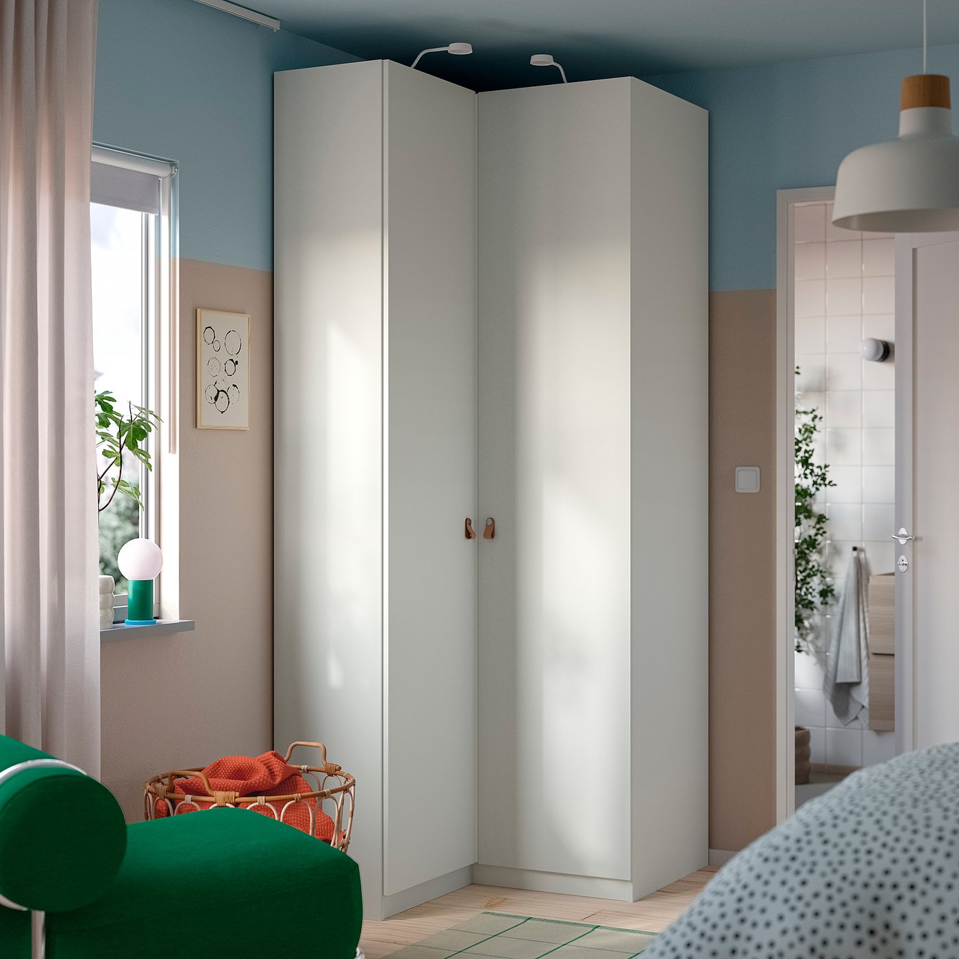 PAX / FORSAND corner wardrobe, white/white, 111/88x236 cm
