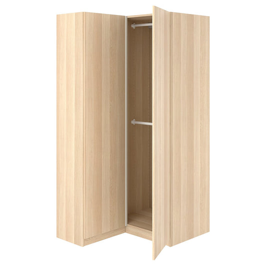 PAX / FORSAND corner wardrobe, white stained oak effect/white stained oak effect, 110.5x201.2 cm